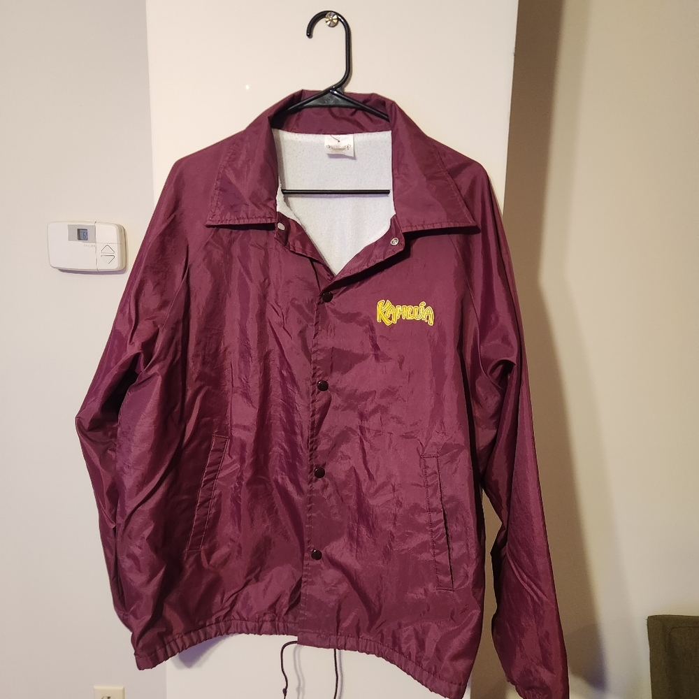 Vintage Maroon Kahlua Lined Windbreaker Jacket Size XL Auburn Sportswear